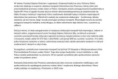 Podziękowania za Wsparcie Kampanii „Dzieciństwo bez Przemocy”